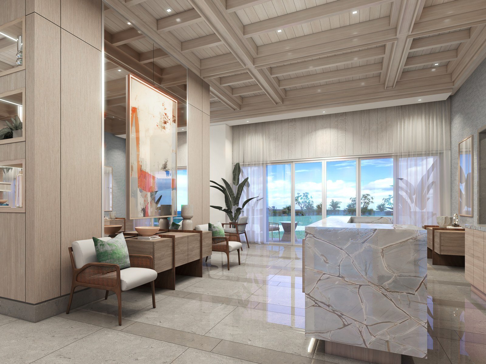 Tower 2 lobby lounge — artist’s illustration