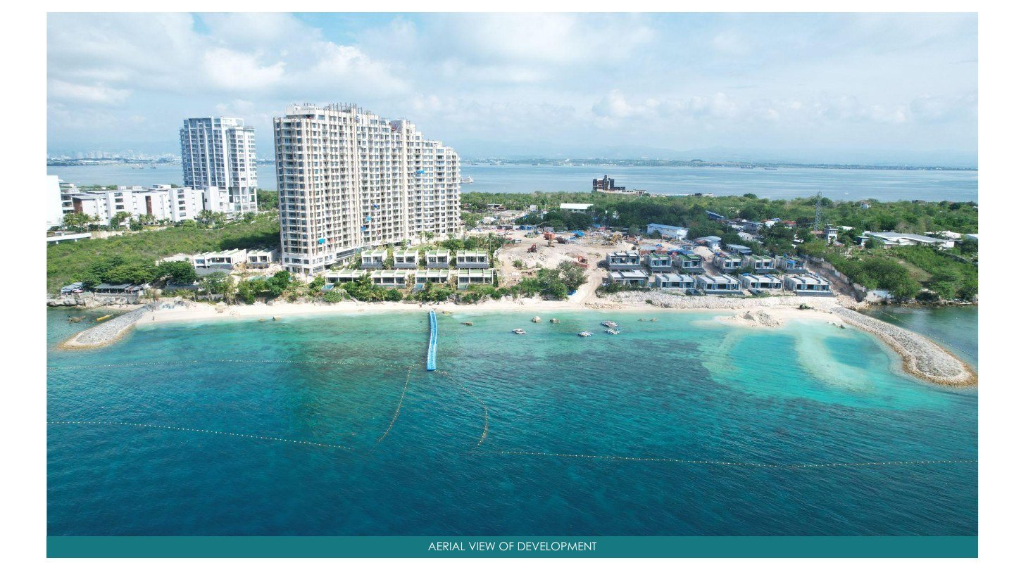 Aerial view of the Aruga Mactan estate and shoreline — supplied project photo